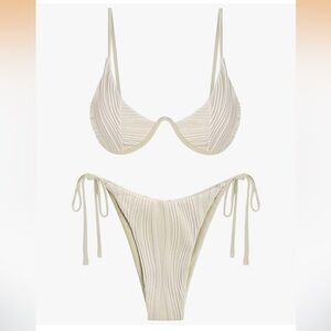 ZAFUL Women's Bikini Set Ribbed Two Piece Swimsuits Underwire Medium (6)